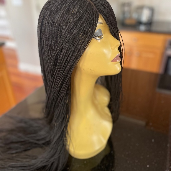 30 inch Hand Braided Micro Twist Lace Front Braided Wig in Black  READY TO SHIP - Picture 3 of 14